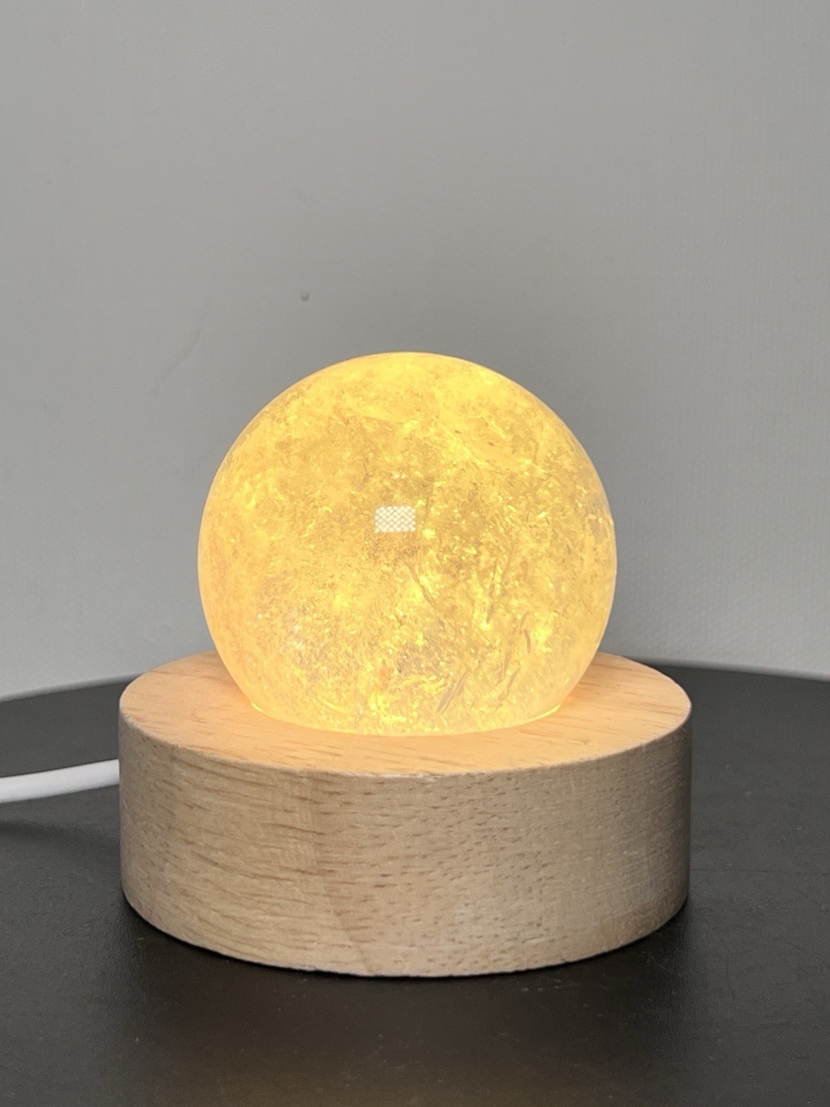 Clear Quartz Sphere W/Multicolor USB Light Holder – See pics and description