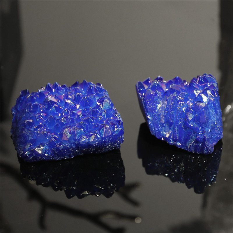 100g Natural Aura Blue Titanium Quartz Crystal Cluster Geode Ore Specimens Reiki