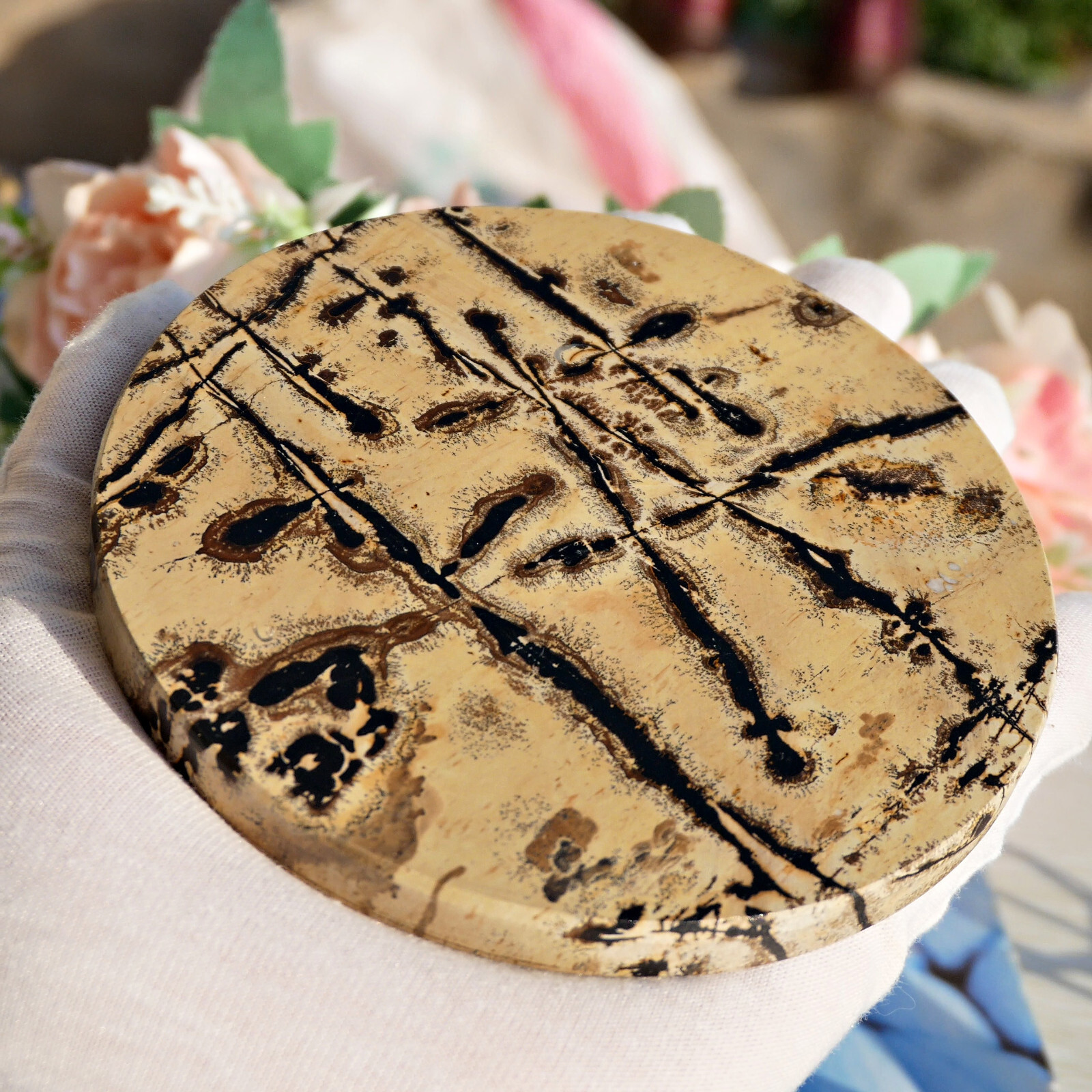 Natural Picture Jasper Landscape Slice 4.7″Large Crystal Display Art Stone Decor