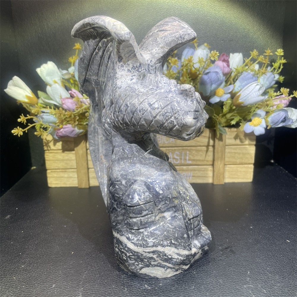 6.1LB 7.4″ Natural Picasso Jasper Flying Dragon Carved Crystal Quartz Energy