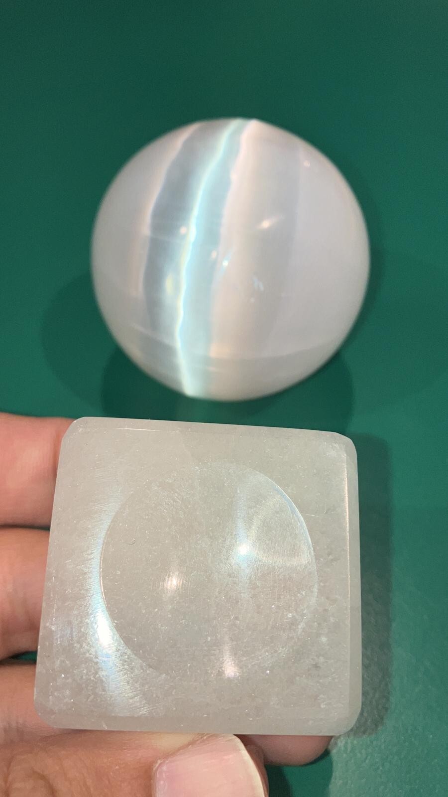 Selenite Crystal Sphere + Stand, LARGE 60 mm (Polished Selenite Crystal Healing)