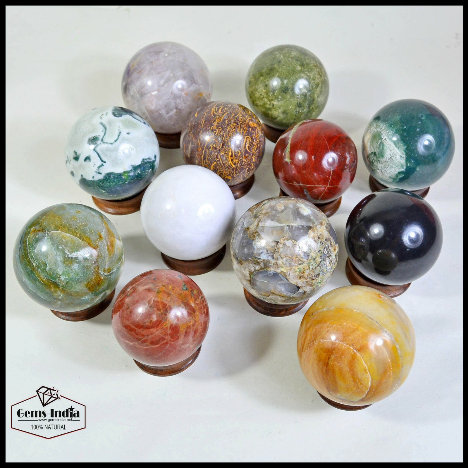 2.4 kilo Natural Untreated Multi Gemstone Healing Crystal Sphere Ball With Stand