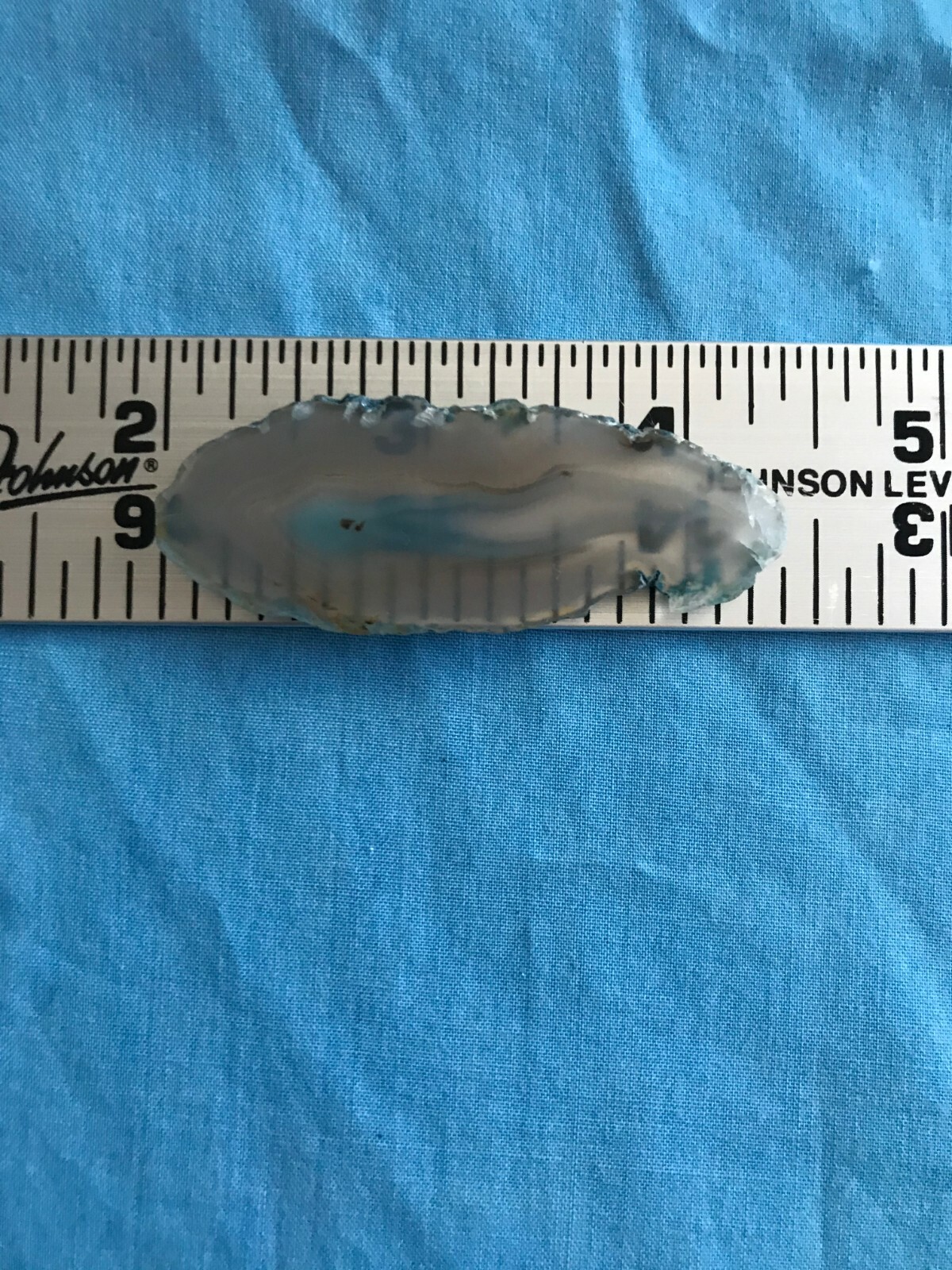New 2-3/8” by 7/8” Blue – Gray Cut & Polished .31 Ounce Agate Rock Slab Crafts