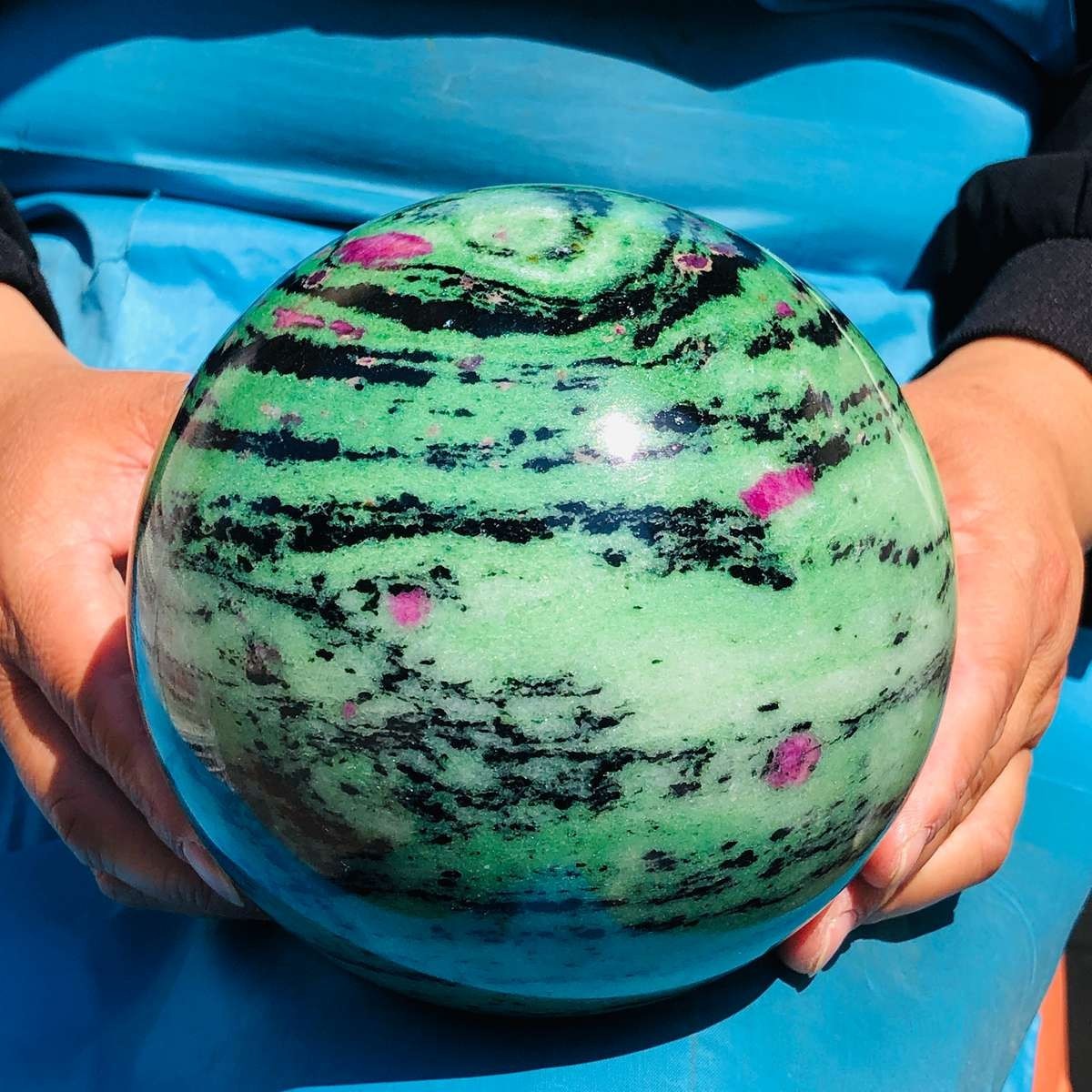 8.77 LB Large Natural Ruby Zoisite Sphere Crystal Healing Stone Specimen 5151
