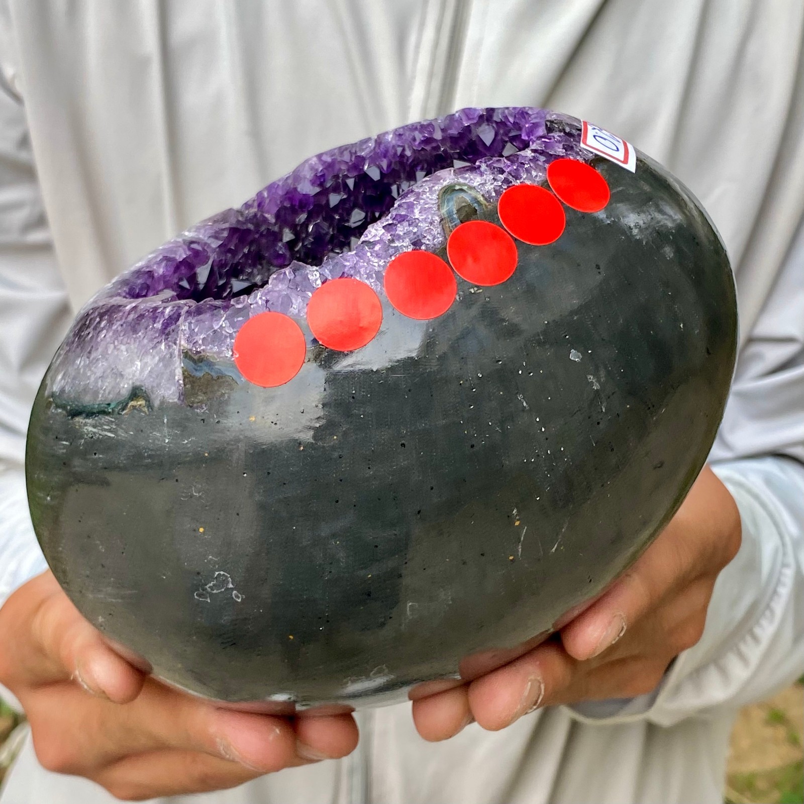 4.38LB Natural amethyst Dinosaur egg Quartz Crystal specimen healing