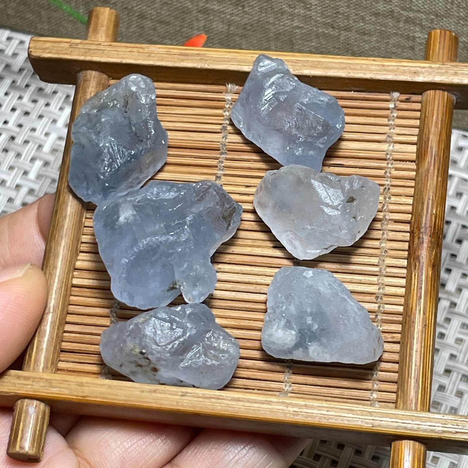 6pcs Celestite Sky Blue Crystals Natural Gemstones Mineral Specimens 56g c180