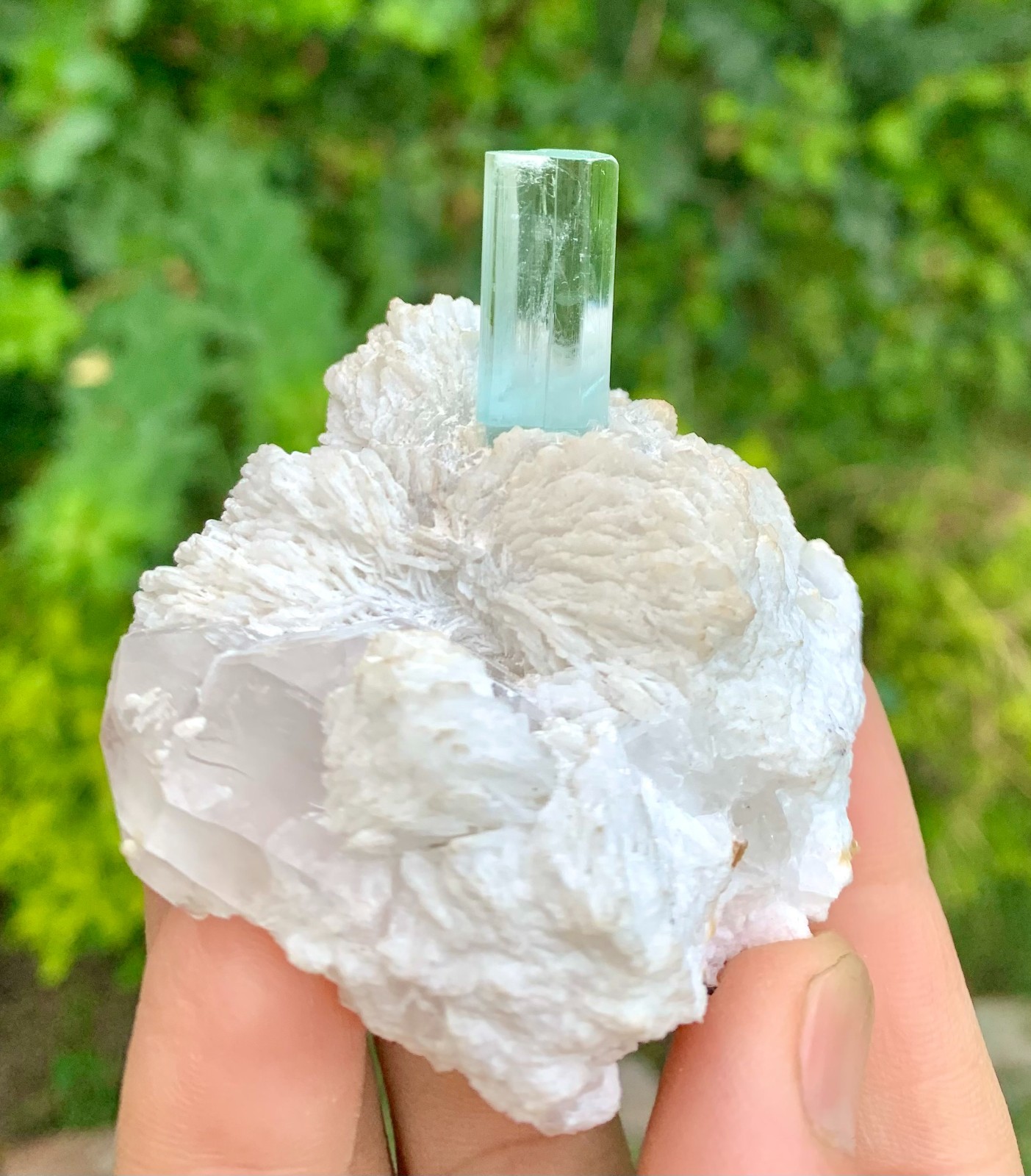 111GM Sky Blue Aquamarine With Quartz From Shigar Mine Skardu Pakistan
