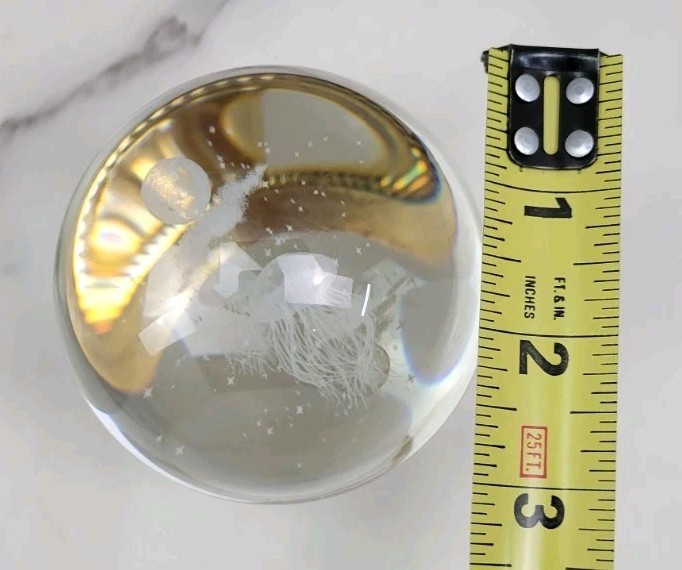 Jellyfish Crystal Ball No Stand, 3D Laser Engraved Glass Sphere Decorative Ball