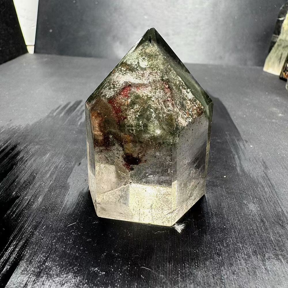 119g Natural Ghost Quartz Obelisk Crystal Energy Tower Point Reiki Decor