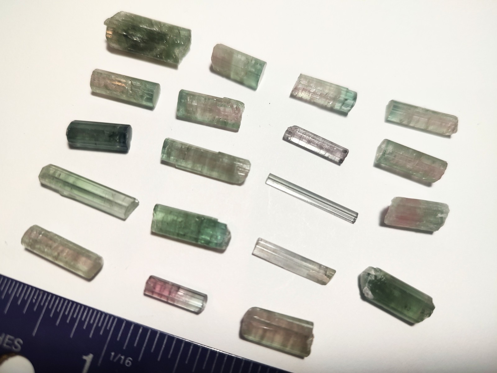 14.1g Tourmaline Crystal Lot – Gems Minerals Rough – Green Pink Watermelon
