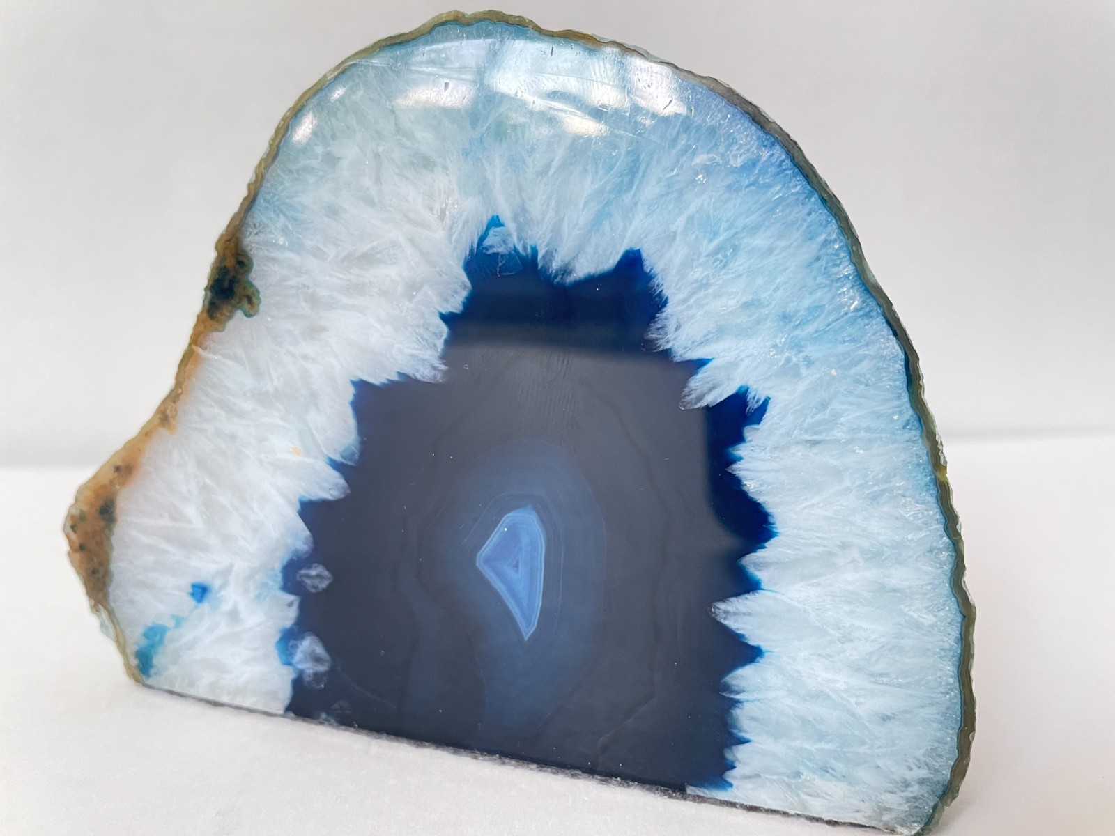 Quartz Crystal Druzy Half-Polished Blue Agate Geode Candle Holder Crystal Decor