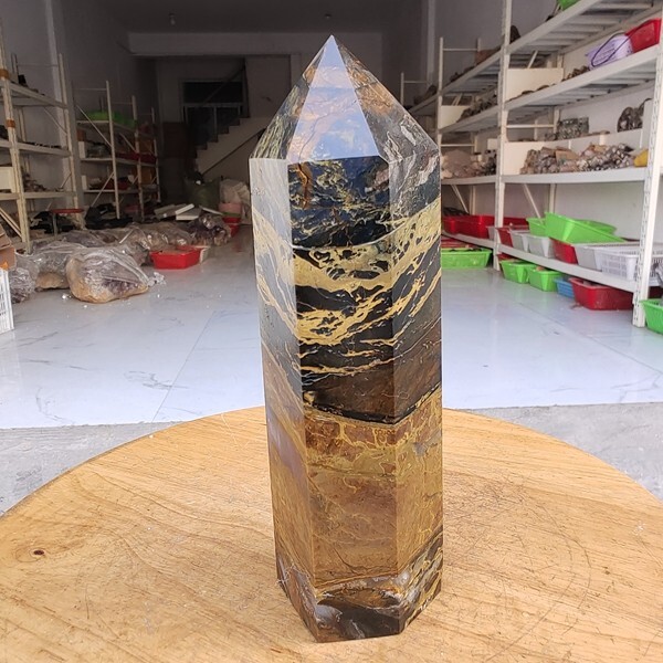 735g WOW! Natural Rare Pietersite Crystal Obelisk Quartz Tower Point Healing