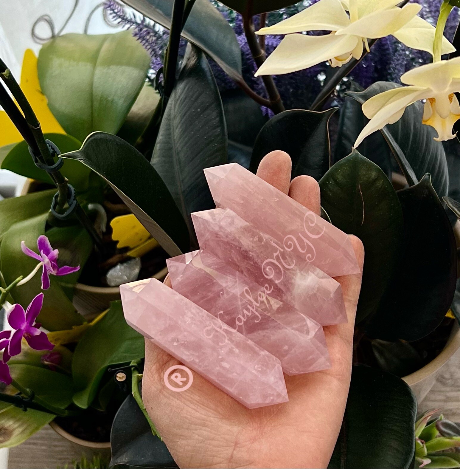 Wholesale Lot 1 Lb Natural Rose Quartz Double Terminated Point Crystal