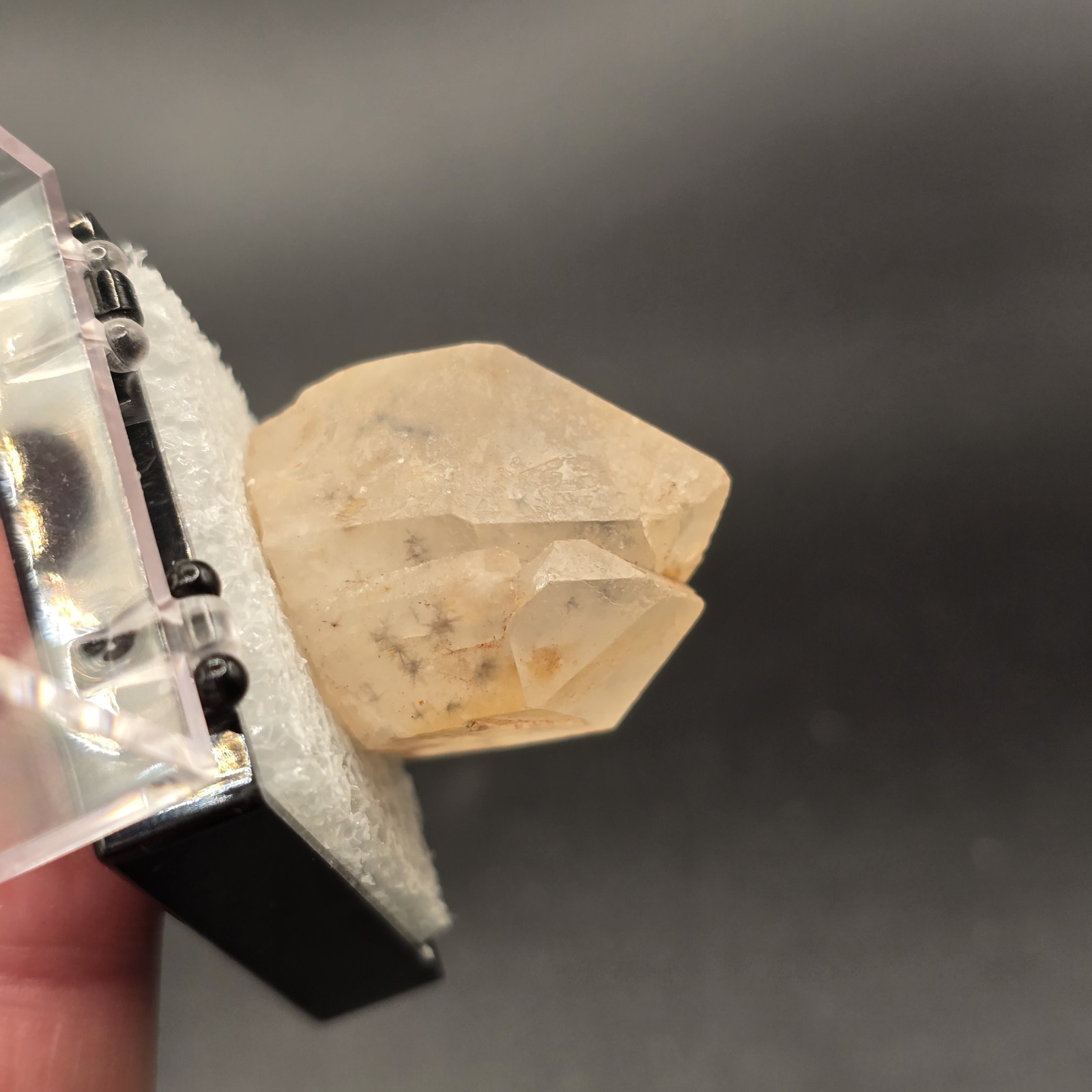 Hollandite Spider Quartz Point Crystal Madagascar Gemstone Specimen in Perky Box