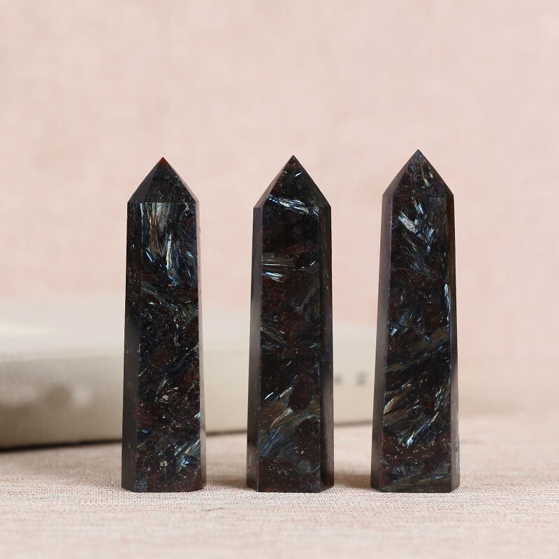 3.15″-3.54″ Natural Arfvedsonite Crystal Tower Healing Reiki Crystal Obelisk