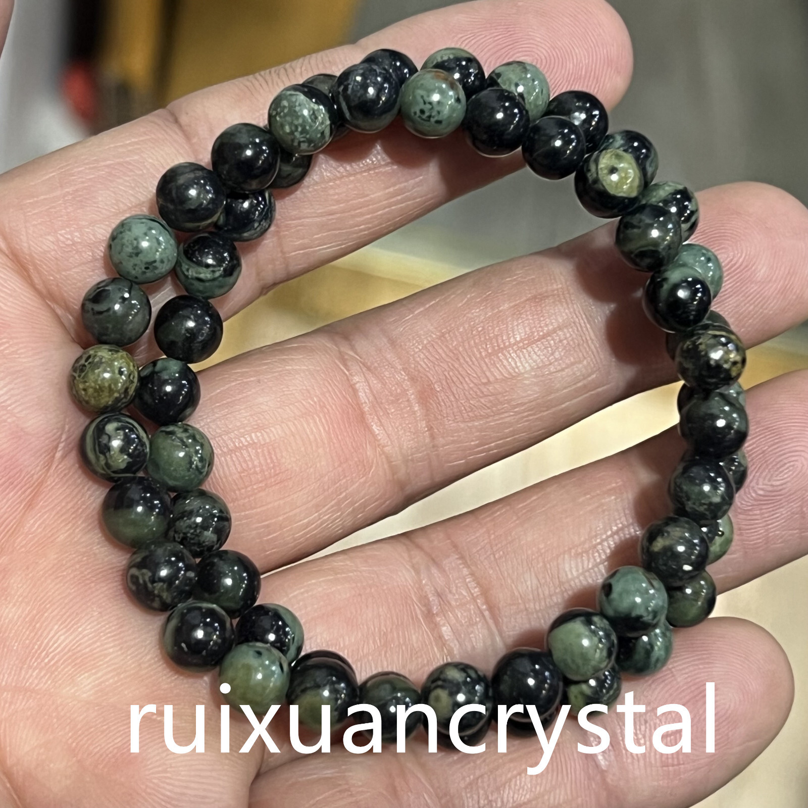 Wholesale Lot 6pcs Natural Peacock’s eye stone 6 mm 7.5″Crystal Stretch Bracelet