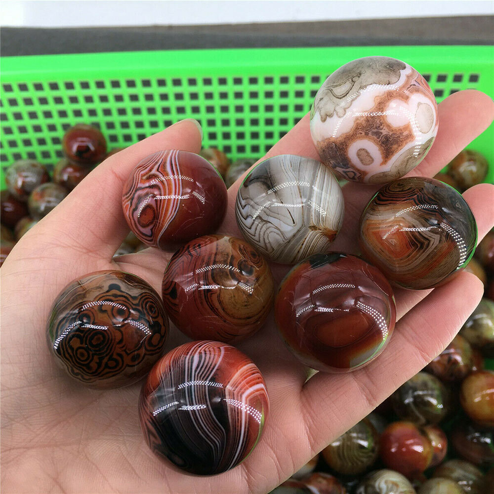 1x Natural Silk Agate Ball Quartz Crystal Sphere Ball Reiki Healing #LI DIa.35MM