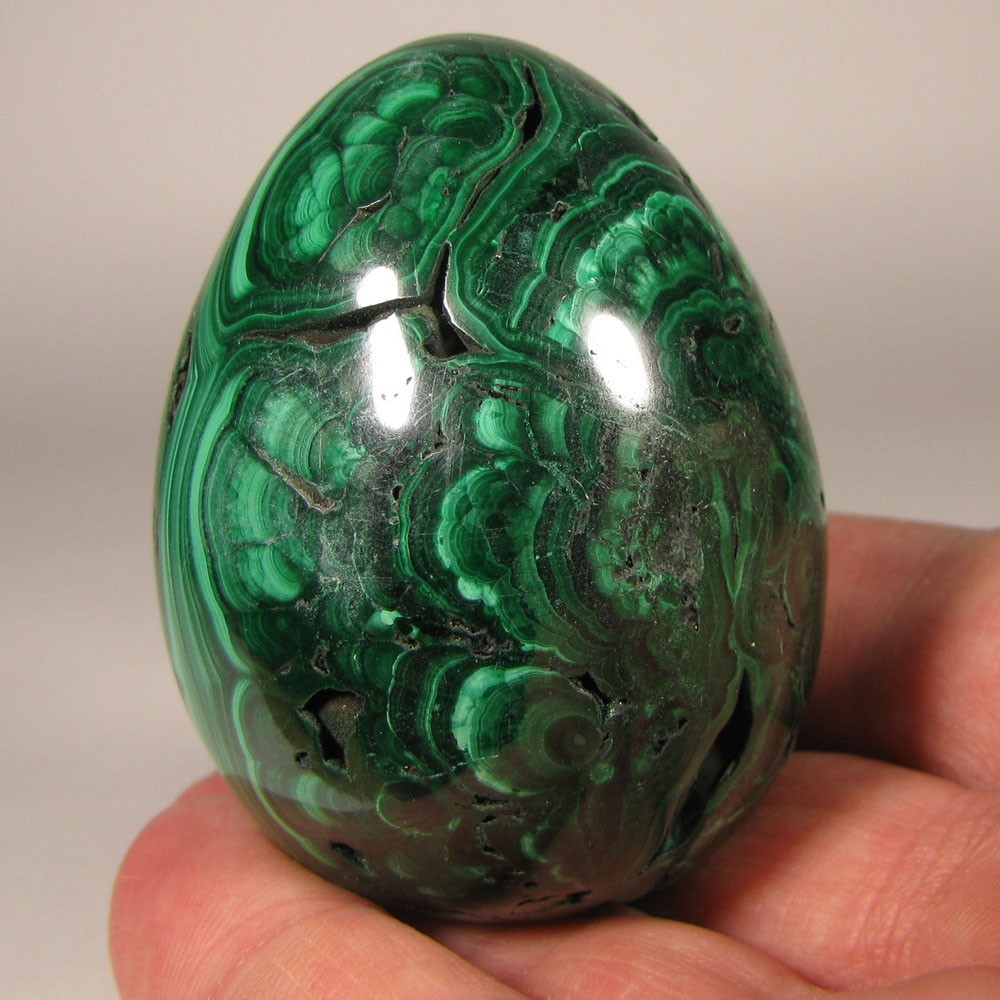 2.3″ MALACHITE Egg Polished Gemstone Sphere w/ Stand – Congo, Africa