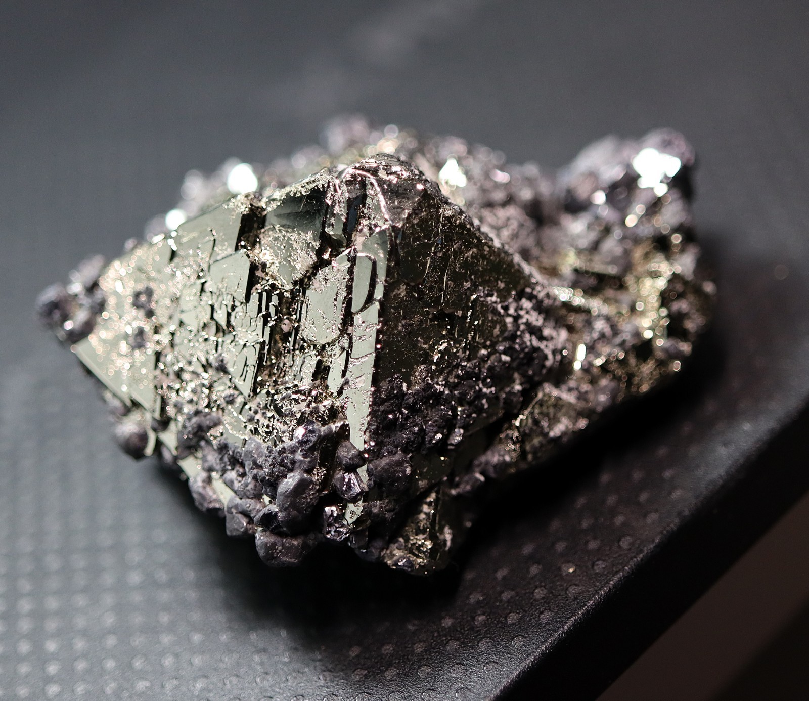 A perfect octahedron of pyrite with galena. No damage Huanzala mine Ancash, Peru