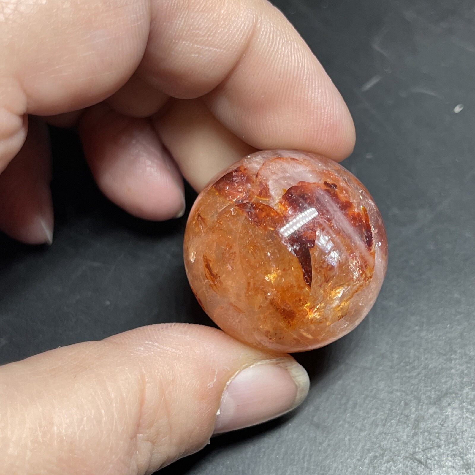 Fire Quartz Hematoid Crystal Sphere Ball Mini Sphere Marble 27.8mm