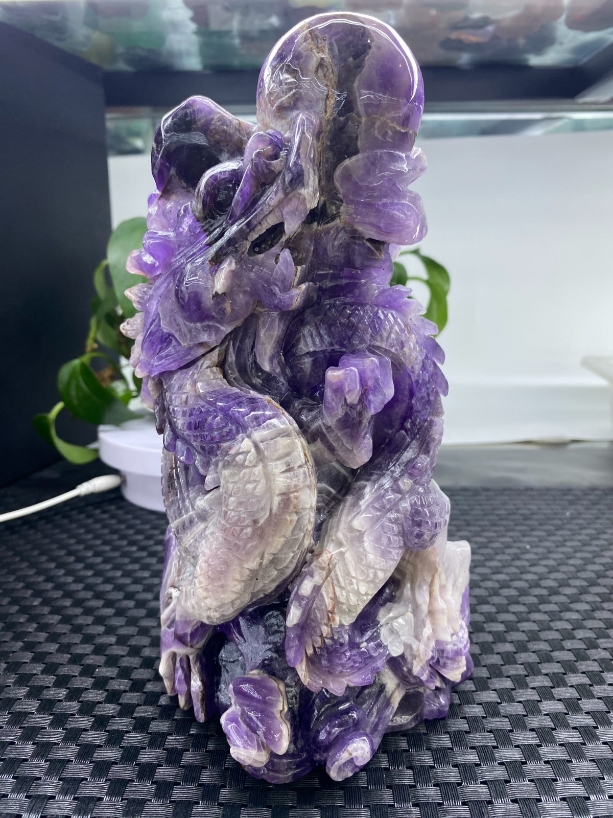 3.67lb Natural Dreamy Amethyst Quartz Carved Dragon Skull Crystal Reiki healing
