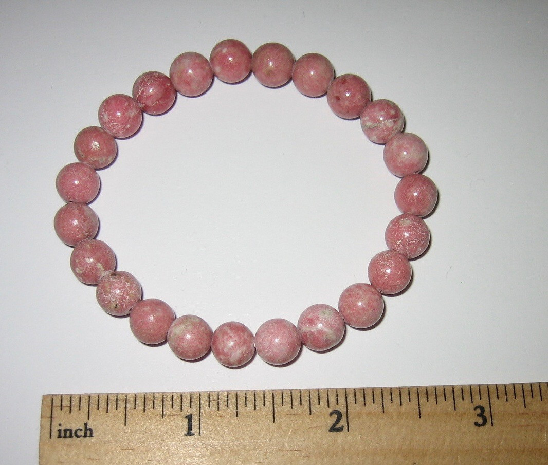 7″ POLISHED 8mm ROUND THULITE STONE MINERAL STRETCH BRACELET NORWAY 19.2grams *2