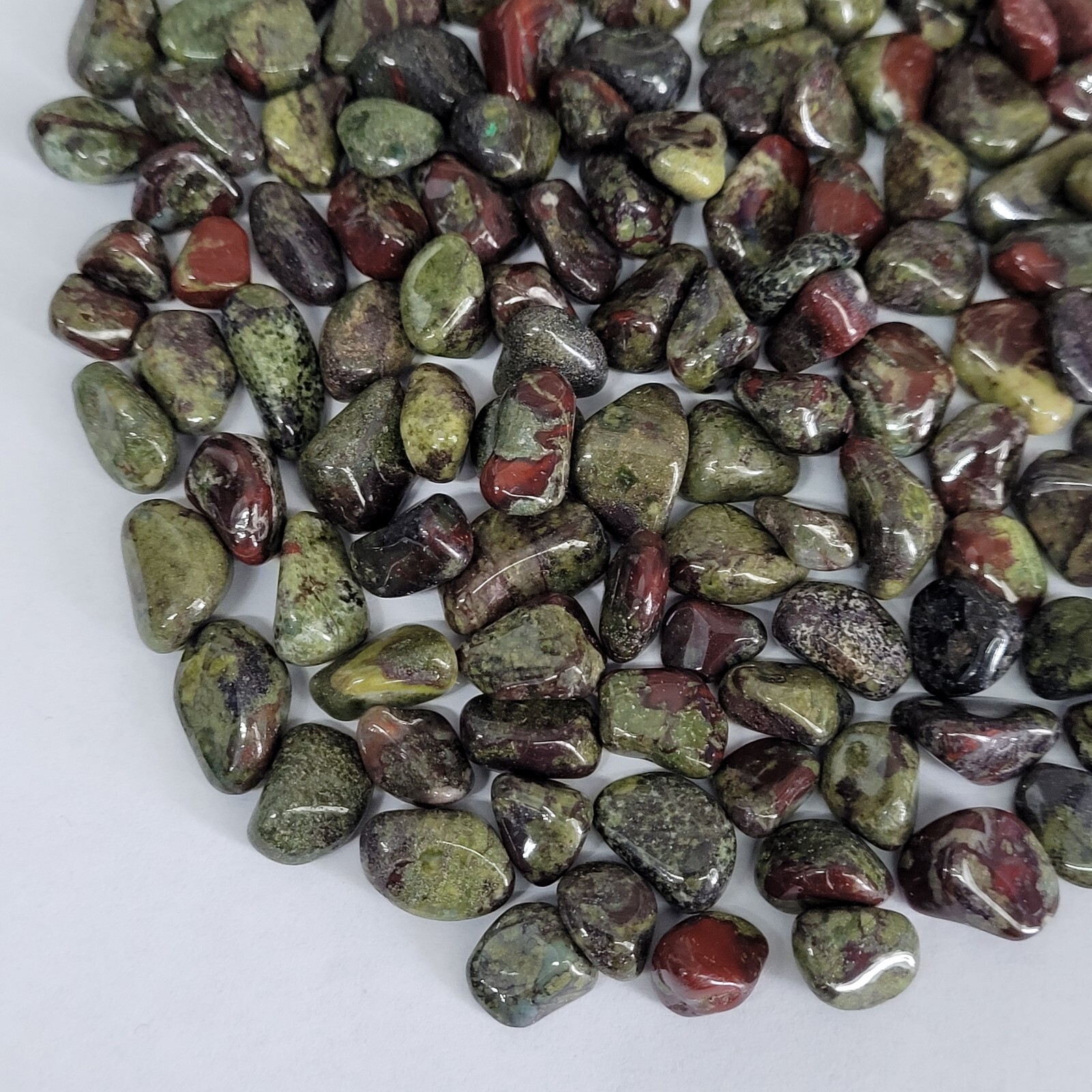 Dragon Blood Jasper 1/4lb Stone Tumbles in Vintage Apothecary Glass Jar Wagner