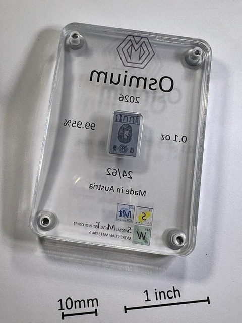 Osmium 1/10oz King Tut bar – 2026 – Mintage: 62 – Produced by SMT