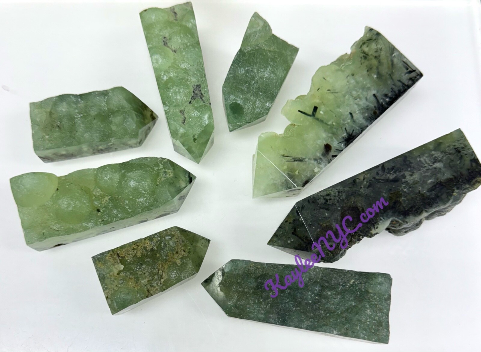 Wholesale 2 Lbs Natural Prehnite W Epidote Half Rough Tower Obelisk Crystal