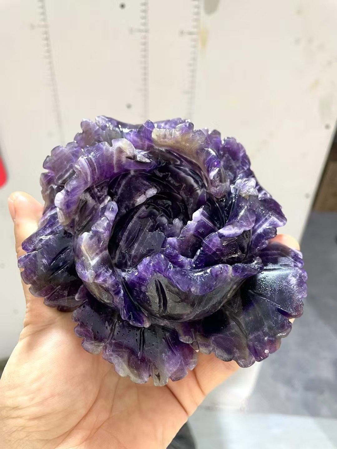 1pc Natural dream amethyst quartz Carved Flower Skull Crystal Reiki Decor Gift