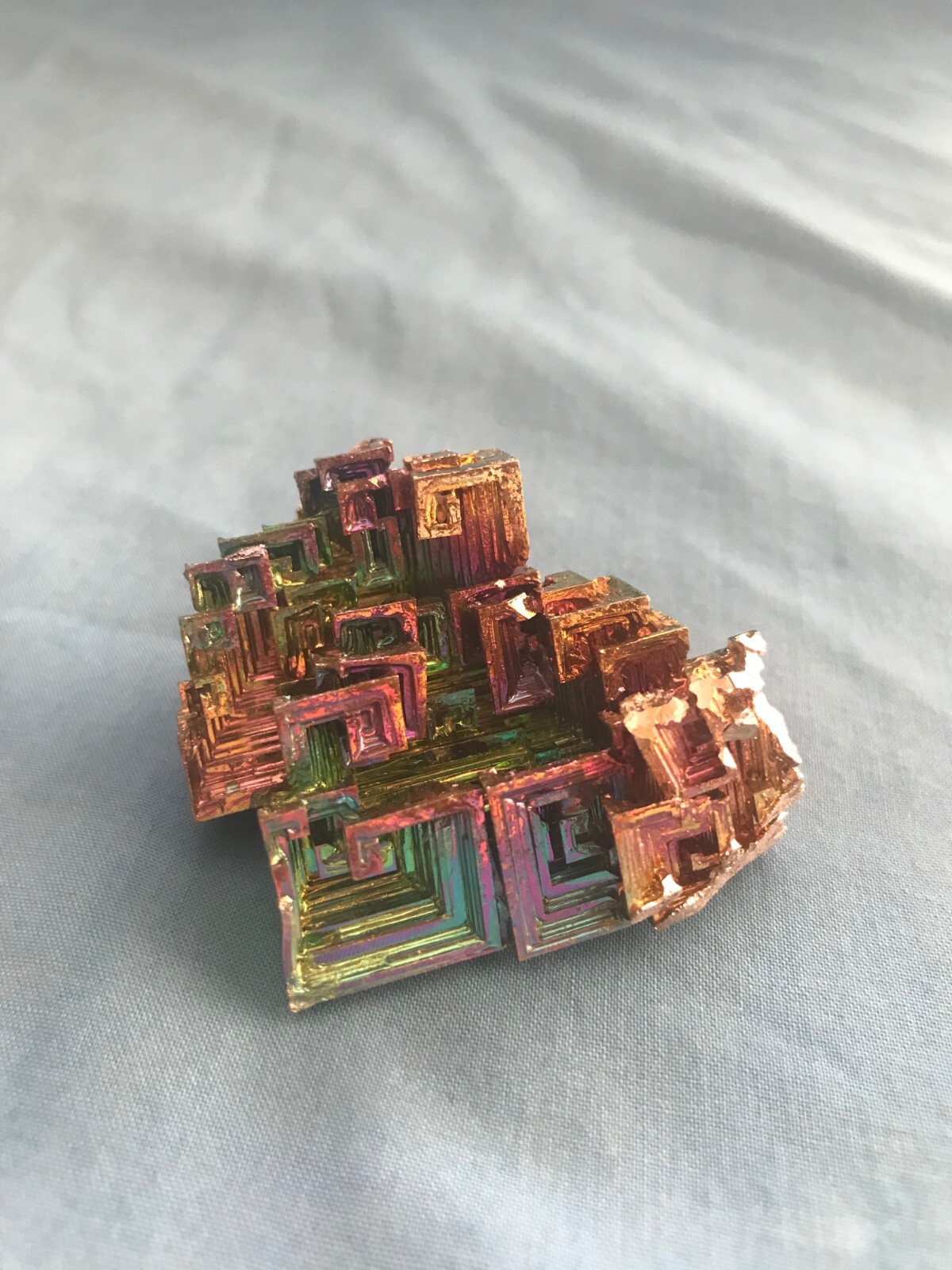 Pretty 2.4 Ounce Large 2” x 1-5/8” x 1” Piece of Rainbow Bismuth Crystals
