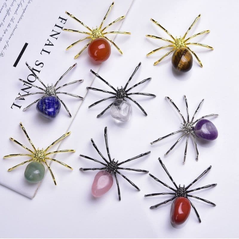 5 Pcs Natural mixed Agate Reiki Gemstone Spider Crystal Quartz Healing Decorate