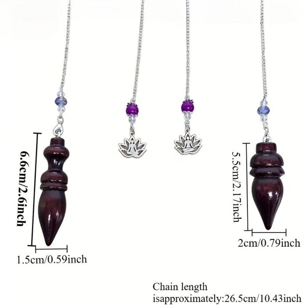 Wooden Pendulum Dowsing Chain Round Cone Amulet Reiki Spiritual Pendula Wicca