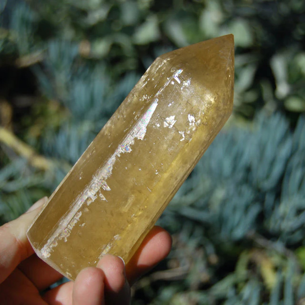 ONE XL Pale Honey Calcite Crystal Tower from Iceland, 5 to 7 inches
