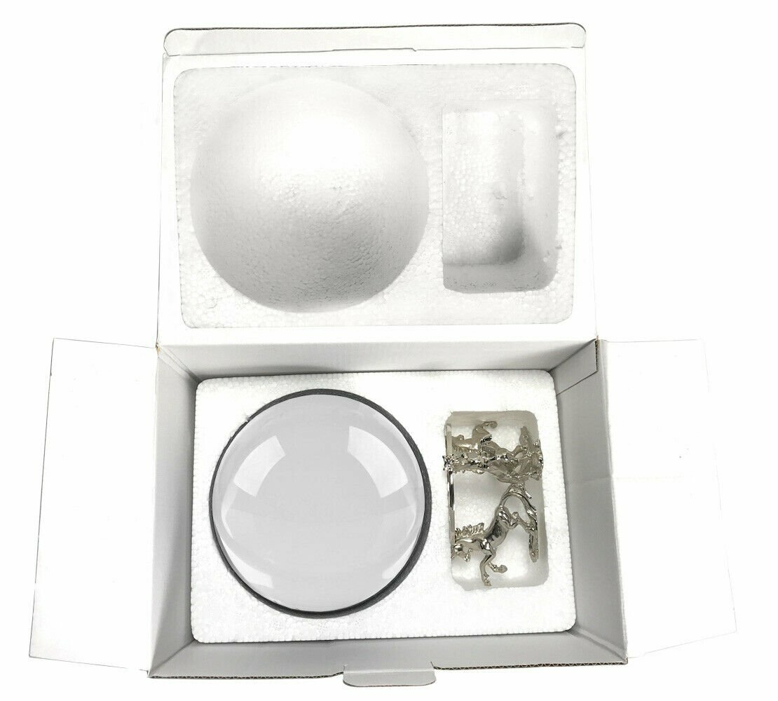 6in Crystal Ball Sphere for Feng Shui, Meditation, Decor, with Unicorn Stand.