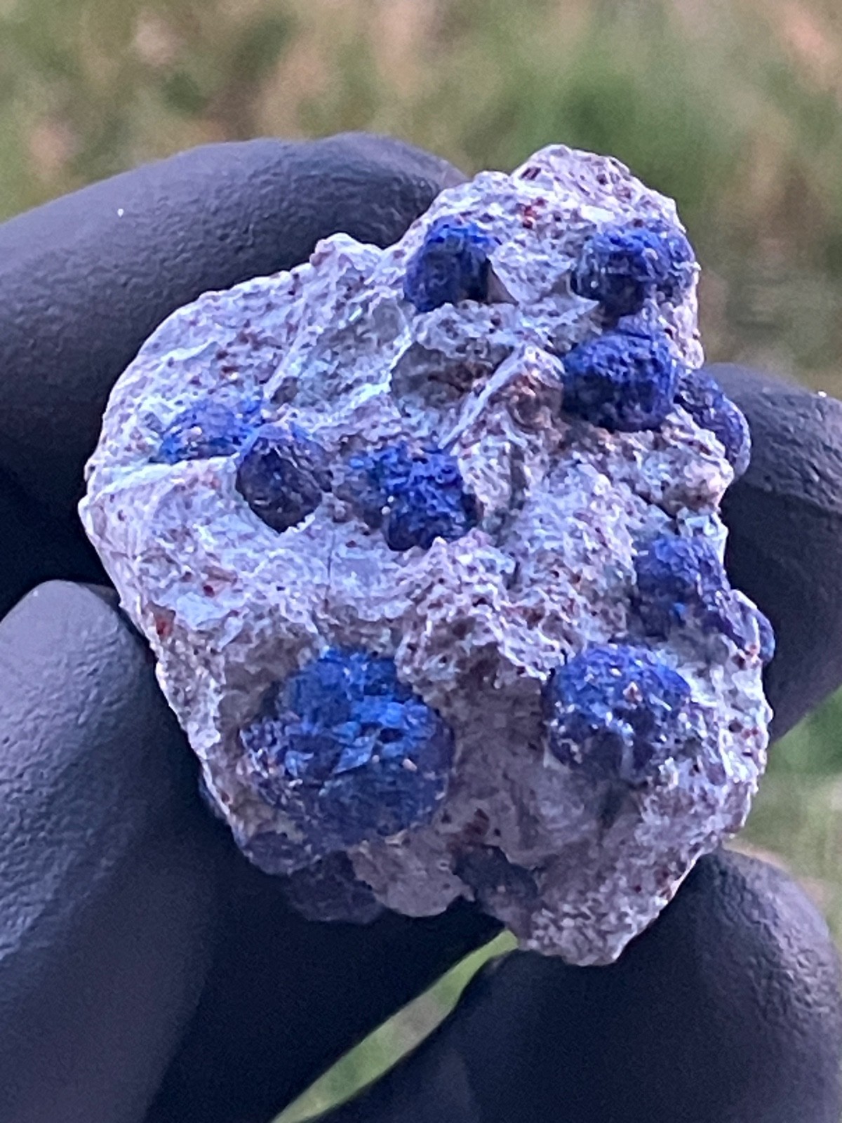 Azurite spherical nodules bright blue crystals on matrix Plaka Mines, Greece