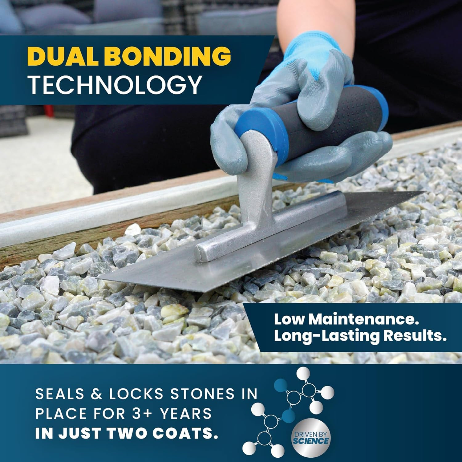 EASIHOLD 1.3 Gallon Gravel Glue Mulch Stone Rock Binder, Non Toxic, Ready to Use