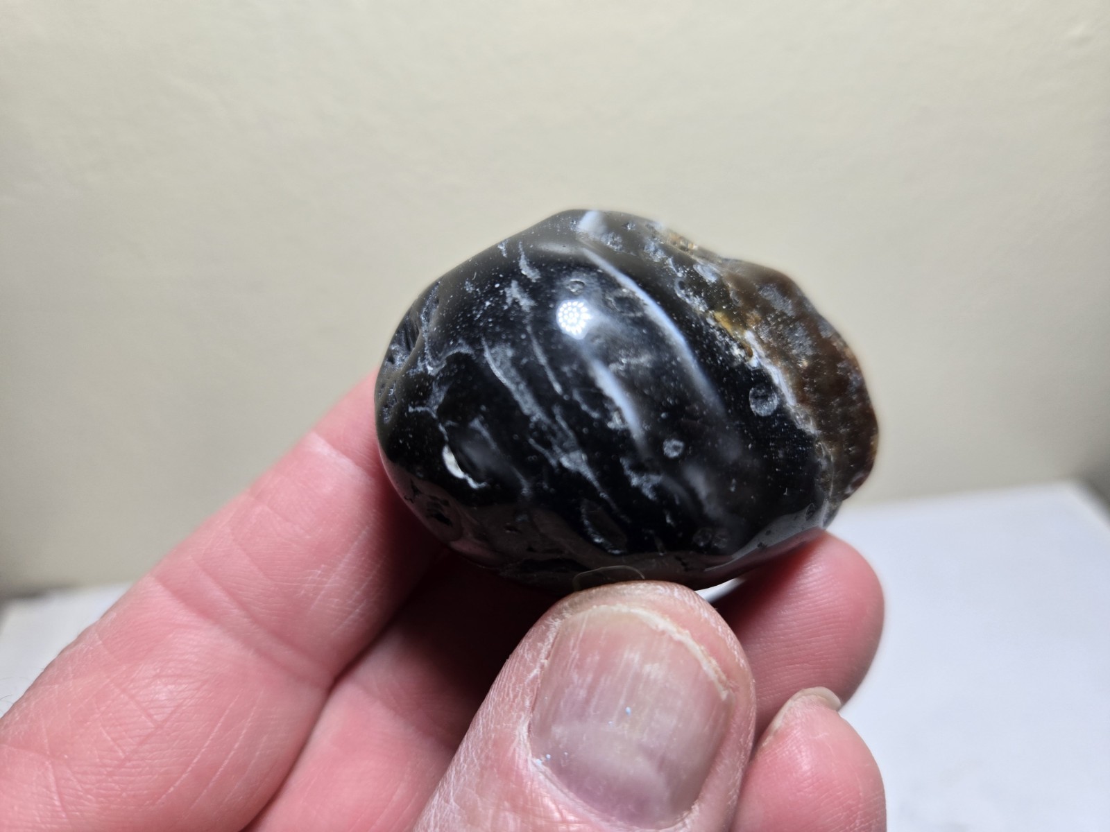Enhydro Fluid Inclusion Agate Quartz Water Inside, Medium Pocket! Video! 46.8g