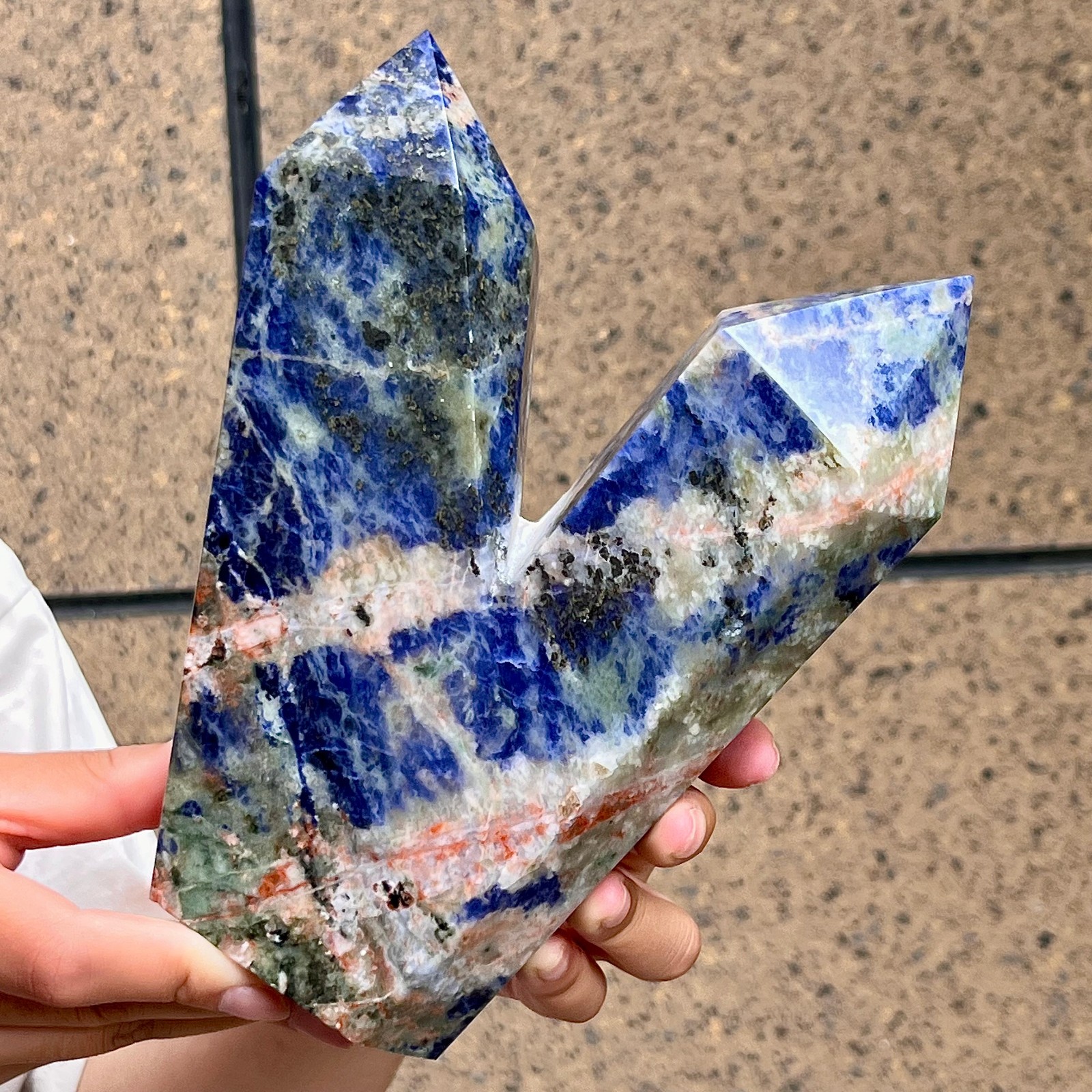 Blue Sodalite Double Terminated Point Crystal Specimen Mineral Display 3.5 lb