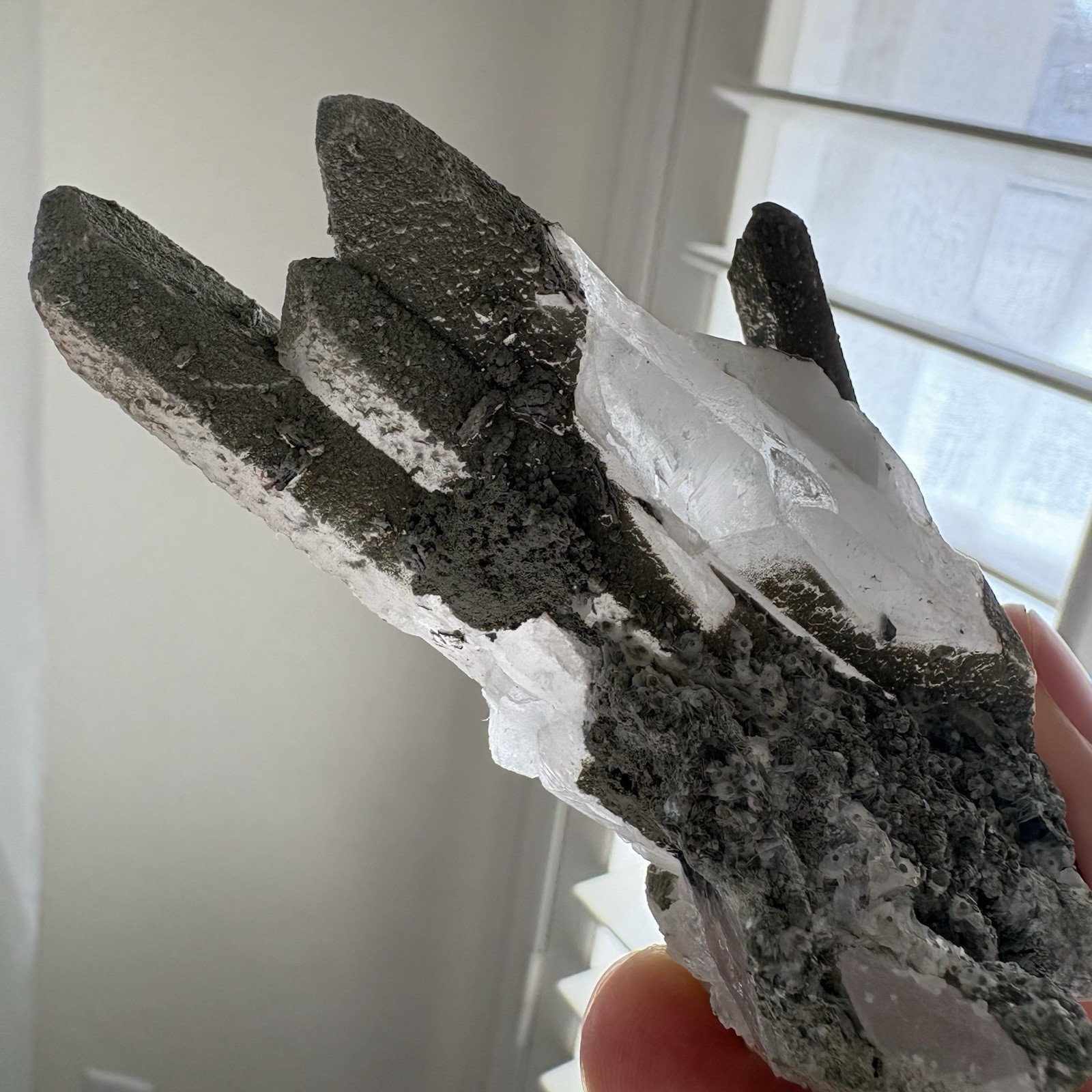 Natural Crystal High-Temp Quartz Cluster w/ Calcite Raw Mineral Fluorescent Heal