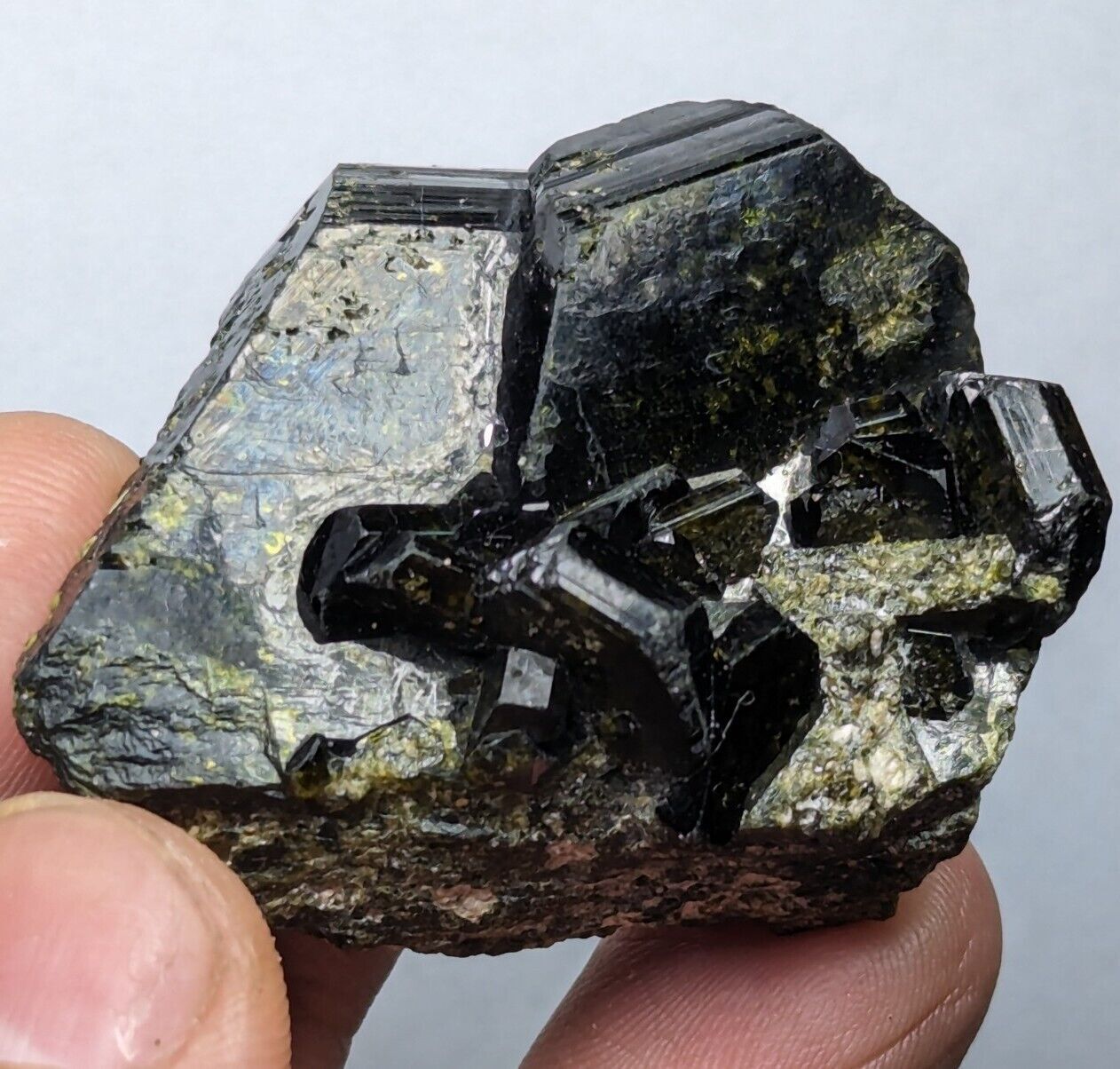 Terminated Magnetic (Magnetite) Epidote Crystal From Baluchistan, Pakistan.