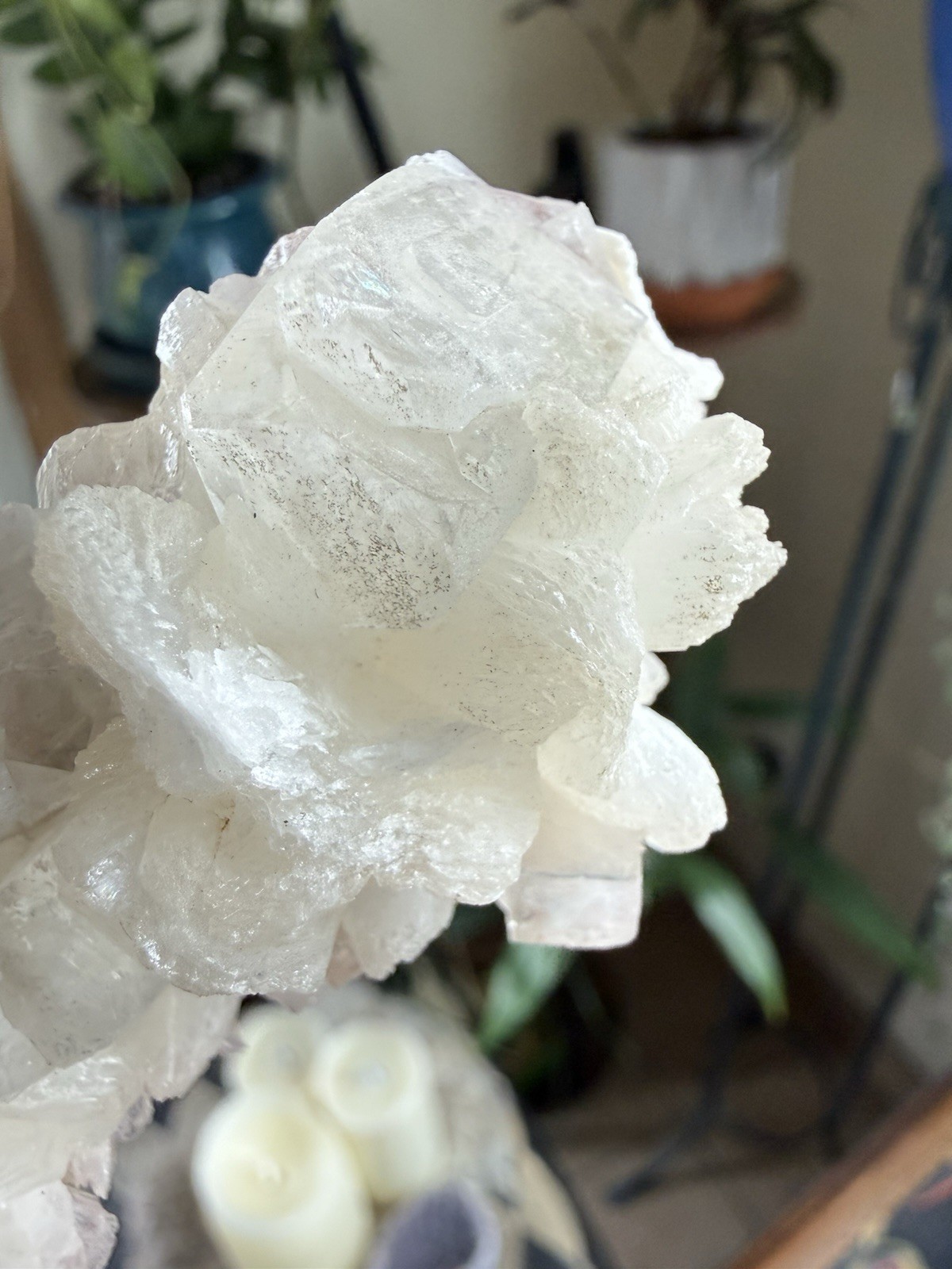 White Apophyllite Mineral Specimen with Green Matrix, Approx. 5.25 Inch