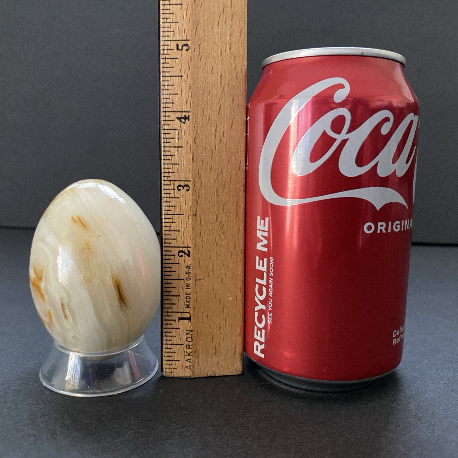 Natural Onyx Stone Egg With Stand Hand Polished Banded Agate Calcite Crystal