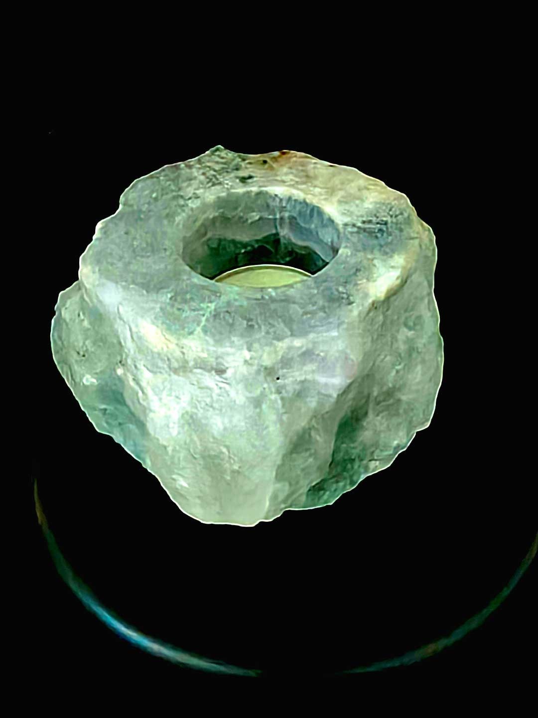 Fluorite Crystal Tealight Candle Holder 4″, 2lbs 8oz