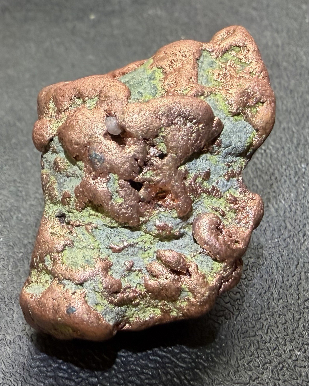 2.5oz Solid Native Copper Nugget w Green Epidote prospected from Keweenaw, Mich