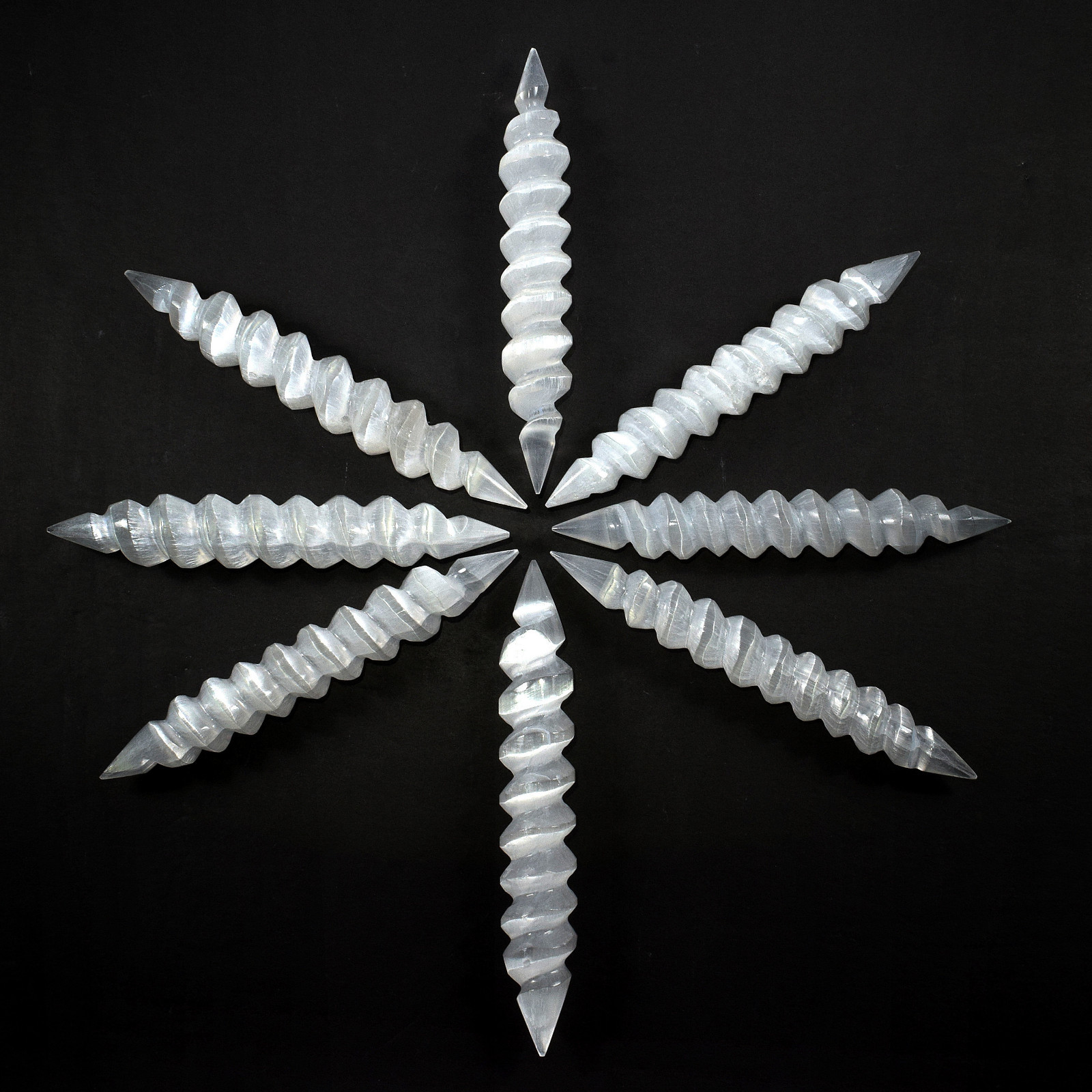 5.9″ Selenite Massage Wand Satin Spar Spiral-Shaped Mineral Stone Morocco (1PC)