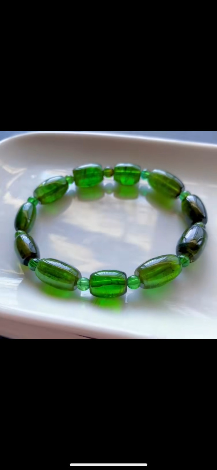 TOP Natural Imperial green tourmaline Gemstone quartz Bucket bead bracelet AA++