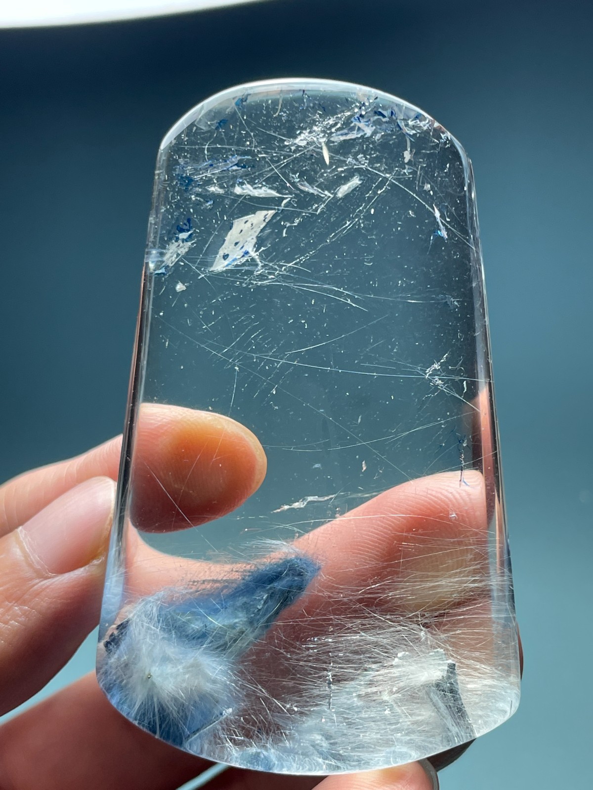 513Ct Natural Clear Beautiful Blue Dumortierite Crystal Quartz Polished Specimen