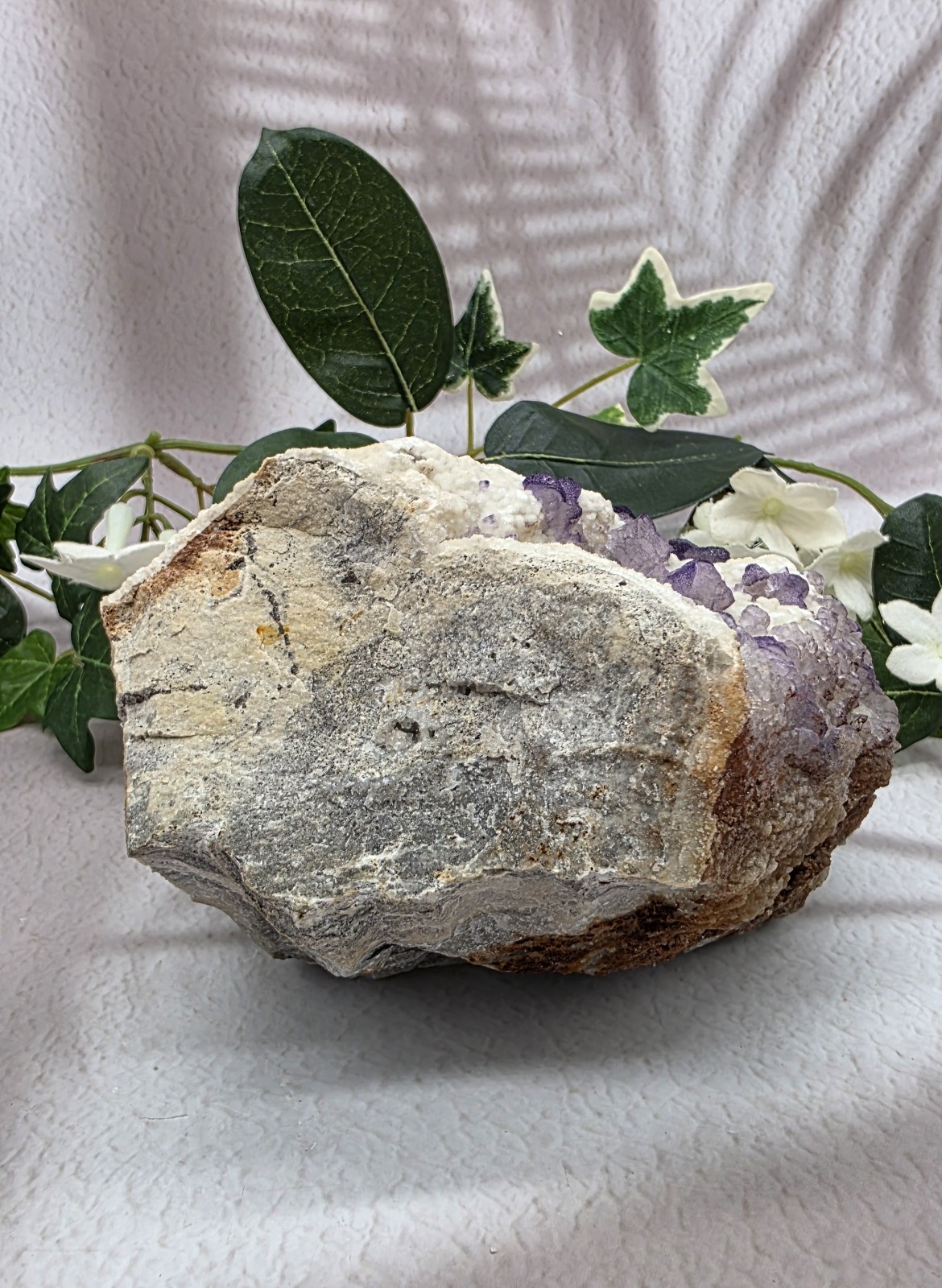 Large Fluorite on Barite Cabinet Specimen – Purple Cubic Crystals – 3 lb Natural