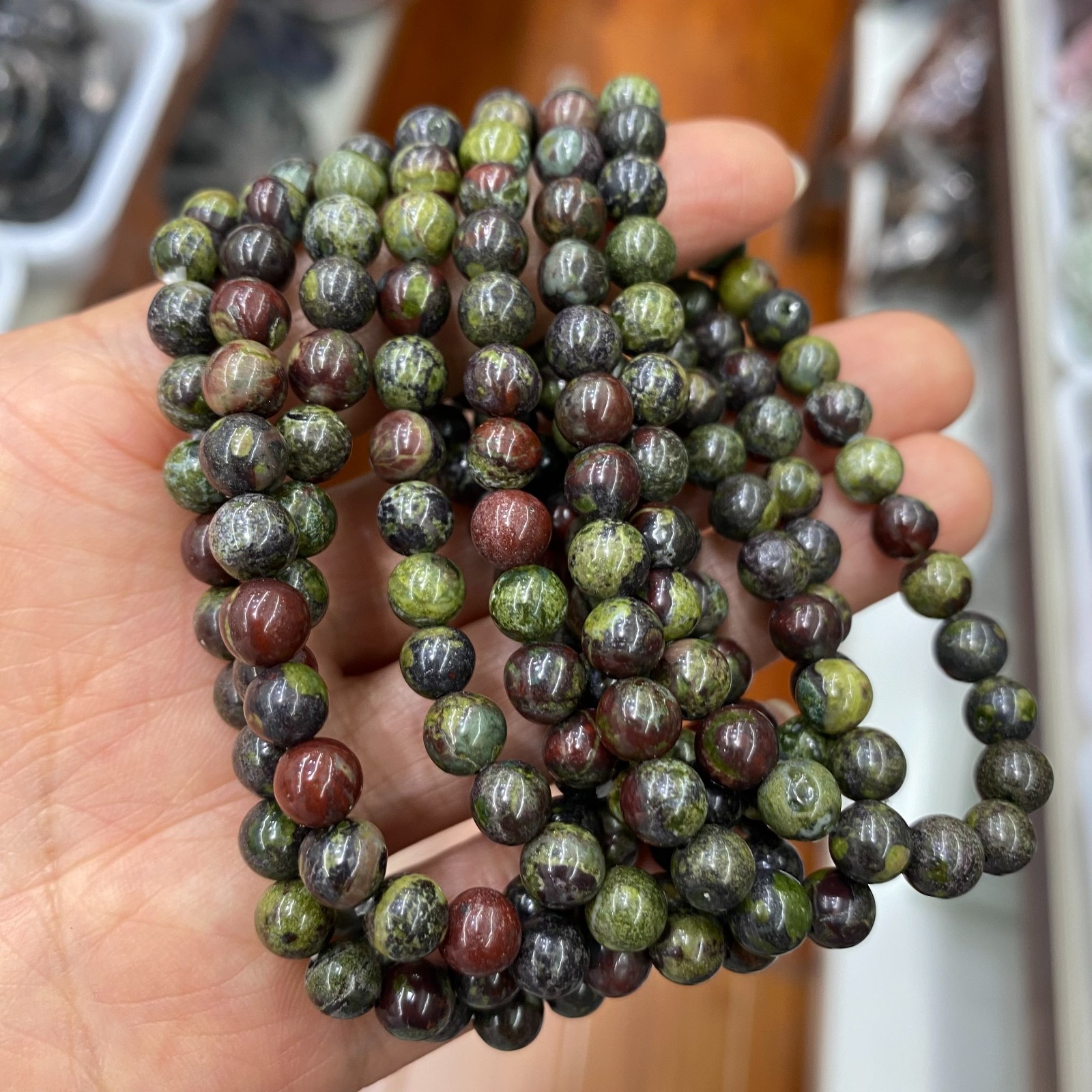 Wholesale 10Pcs Dragon Blood Stone 6mm Quartz Crystal Stretch Bracelet